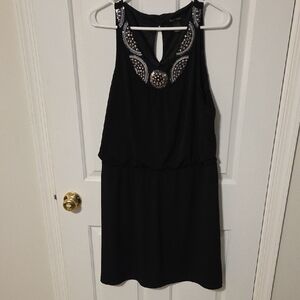 White House Black Market Black Dress with Embellished Neckline